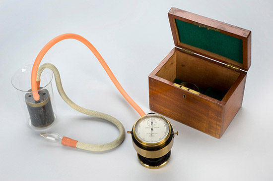 A Victorian spirometer: rubbing tubing with other apparatus attached.