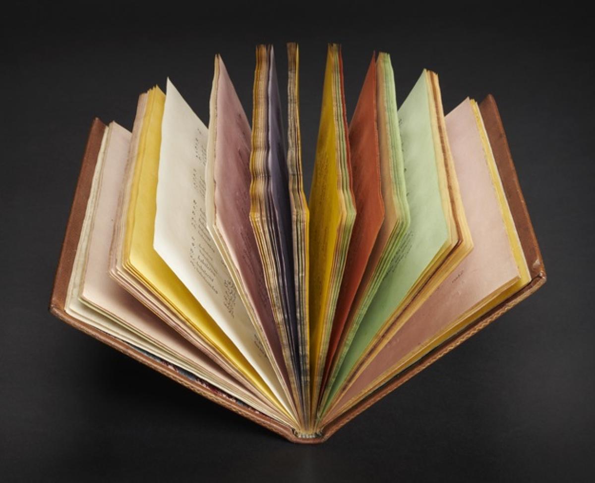 An open multicoloured book