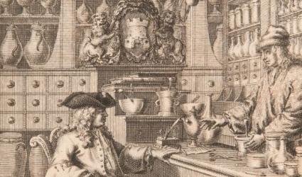 Frontispiece of Pharamacopoea almeriana galeno-chymicas, Beyeren, Jan van, published  Alkmaar, 1723 
